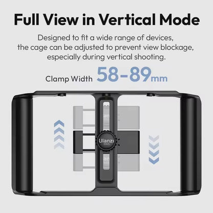 Ulanzi MA05 Universal Smartphone Cage and Bluetooth Remote w/ 5.8cm - 8.9cm Adjustable Phone Holder, Cold Shoe Mounts, ARRI Mounting Holes & Tripod Connectors, 10m Wireless Control Range for Vlog Video Mobile Livestreaming | M007GBB1