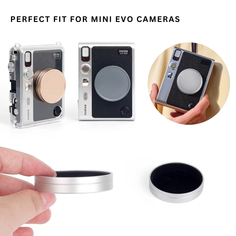 Pikxi Aluminum Protective Lens Cap for FUJIFILM Instax Mini EVO Instant Film Camera - Available in Black, Gray, Silver, Red, and Purple, Rose Gold and Blue Colors