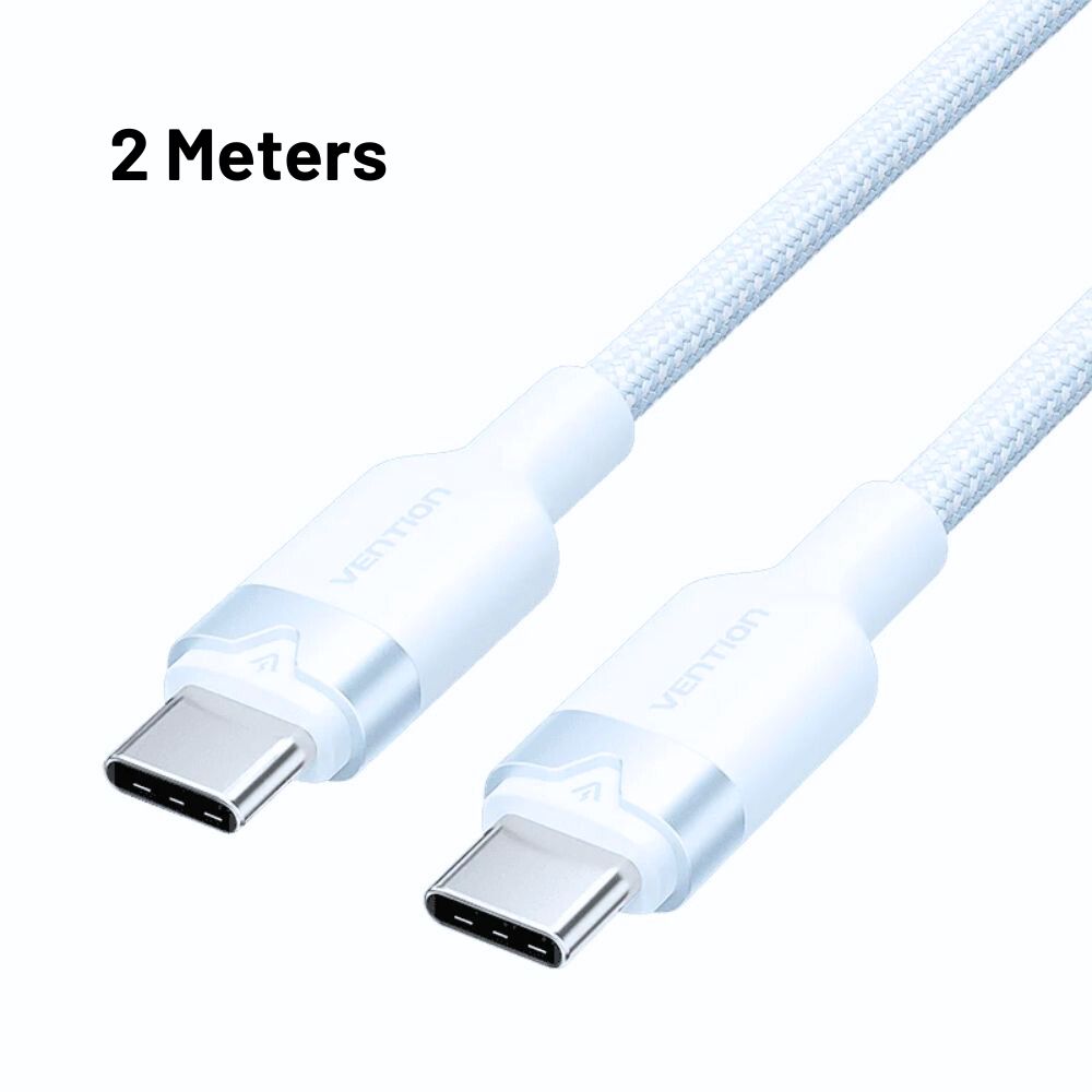 Vention 1M / 2M 60W USB 2.0 Type-C Male to Type-C Male PD Fast Charging Data 3A Cable with High-Speed 480Mbps Transfer Speed, Nylon-Coated for Smartphone, Tablet, Laptop, Gaming Console - Black / Pink / Blue / White