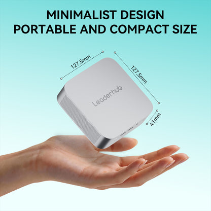 LeaderHub AD8 Mini PC with AMD Ryzen 7 H 255 32GB LPDDR5X 1TB Gen4 SSD Dual 2.5GbE Wi-Fi 6 4K Display