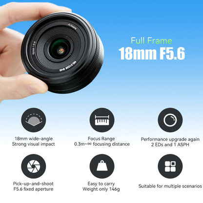 7Artisans 18mm F/5.6 Full Frame Format Panasonic L Mount Wide Angle Prime Pancake UFO Slim Lens MF Manual Focus for Mirrorless Cameras