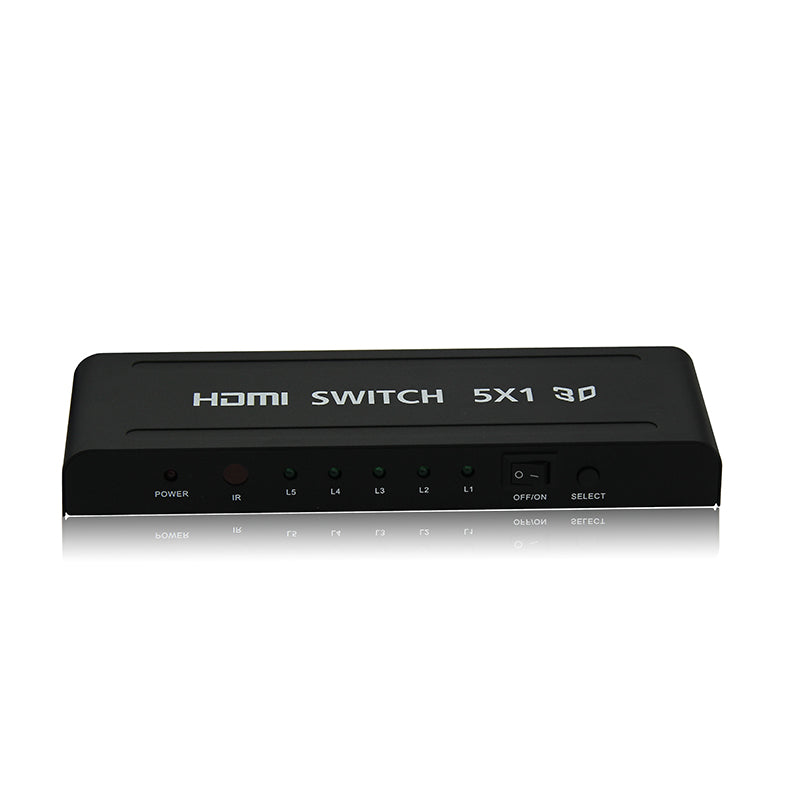 ArgoX HDSW5 1080p 60Hz Full HD HDMI Video Switcher 5x1 with 2.25Gbps Data Rate and TMDS Clock, Supports 3D, AWG26 HMDI, and Remote Control