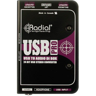 Radial Engineering High Performance 24bit/96kHz Digital Audio Converter USB-Pro Stereo USB Laptop Direct Box