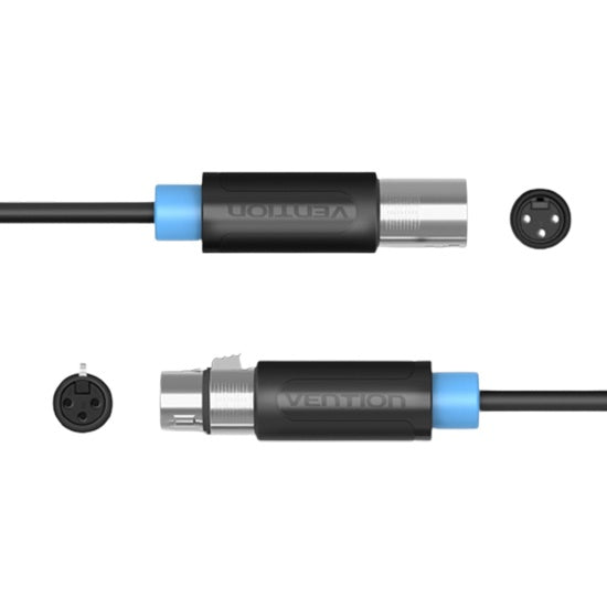 [CLEARANCE] Vention XLR Female to Male 5-Meters Nickel Plated (BBF) Audio Extension Cable for Home Audio, Amplifiers, Mixers, Microphones, Stereos