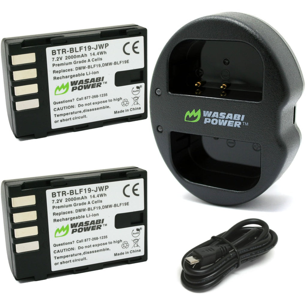 Wasabi Power Battery DMW-BLF19 BLF19 (2-Pack) and Dual Charger for Panasonic