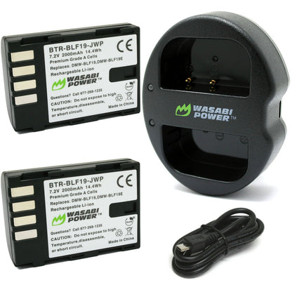 Wasabi Power Battery DMW-BLF19 BLF19 (2-Pack) and Dual Charger for Panasonic
