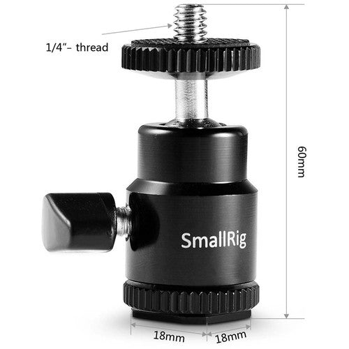 SmallRig Cold Shoe to 1/4 Inch Threaded Adapter with Swiveling Ball-Head and Hot Shoe Adapter for DLSR Cameras 761