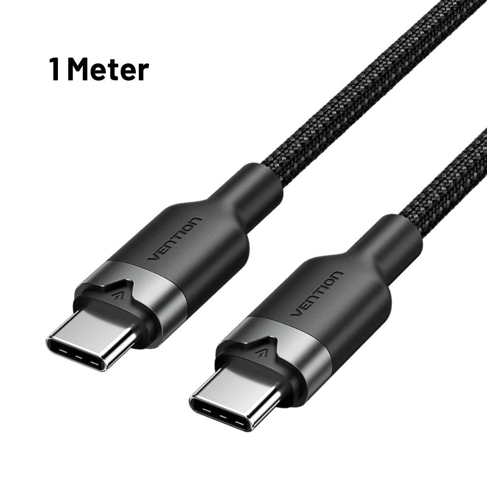 Vention 1M / 2M 60W USB 2.0 Type-C Male to Type-C Male PD Fast Charging Data 3A Cable with High-Speed 480Mbps Transfer Speed, Nylon-Coated for Smartphone, Tablet, Laptop, Gaming Console - Black / Pink / Blue / White