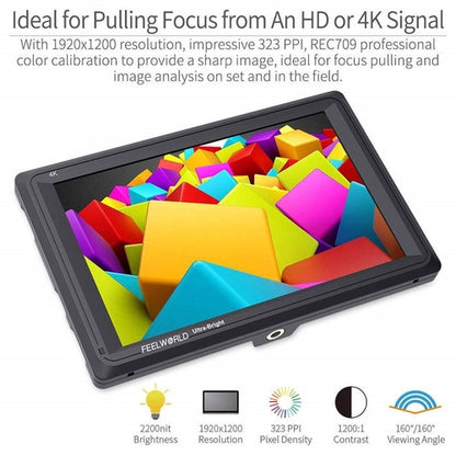 FEELWORLD FW279 7 Inch On Camera DSLR Field Monitor Full HD Focus Video Assist 1920x1200 IPS with 4K HDMI Input Output 2200nit High Brightness