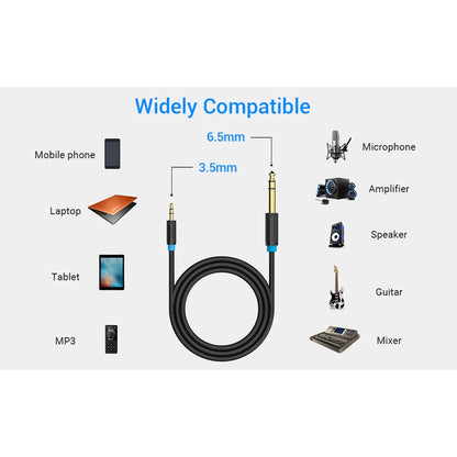 Vention 6.5mm Male to 3.5mm Male 1-Meter Gold Plated (BAB) Audio Cable for Amplifiers, Sound Box, Microphones, Laptops, Mobile Phones