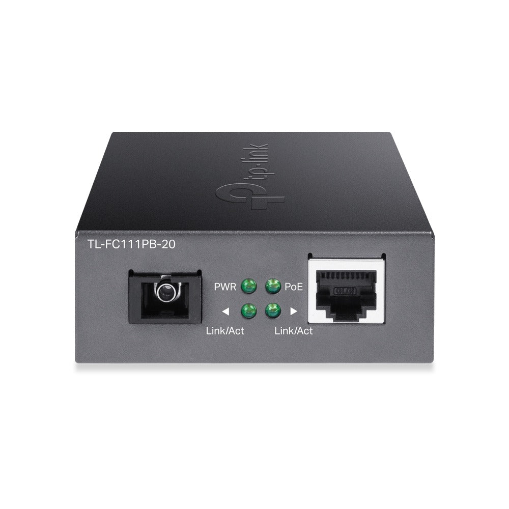 TP-Link TL-FC111PB-20 10/100Mbps WDM Media Converter with 1-Port PoE Single-Mode Fiber Optic Transceiver with 20 km Extension Range, Auto-Negotiation Half/Full-Duplex Mode, Auto-MDI/MDIX TP LINK TPLINK