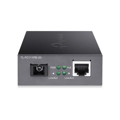 TP-Link TL-FC111PB-20 10/100Mbps WDM Media Converter with 1-Port PoE Single-Mode Fiber Optic Transceiver with 20 km Extension Range, Auto-Negotiation Half/Full-Duplex Mode, Auto-MDI/MDIX TP LINK TPLINK