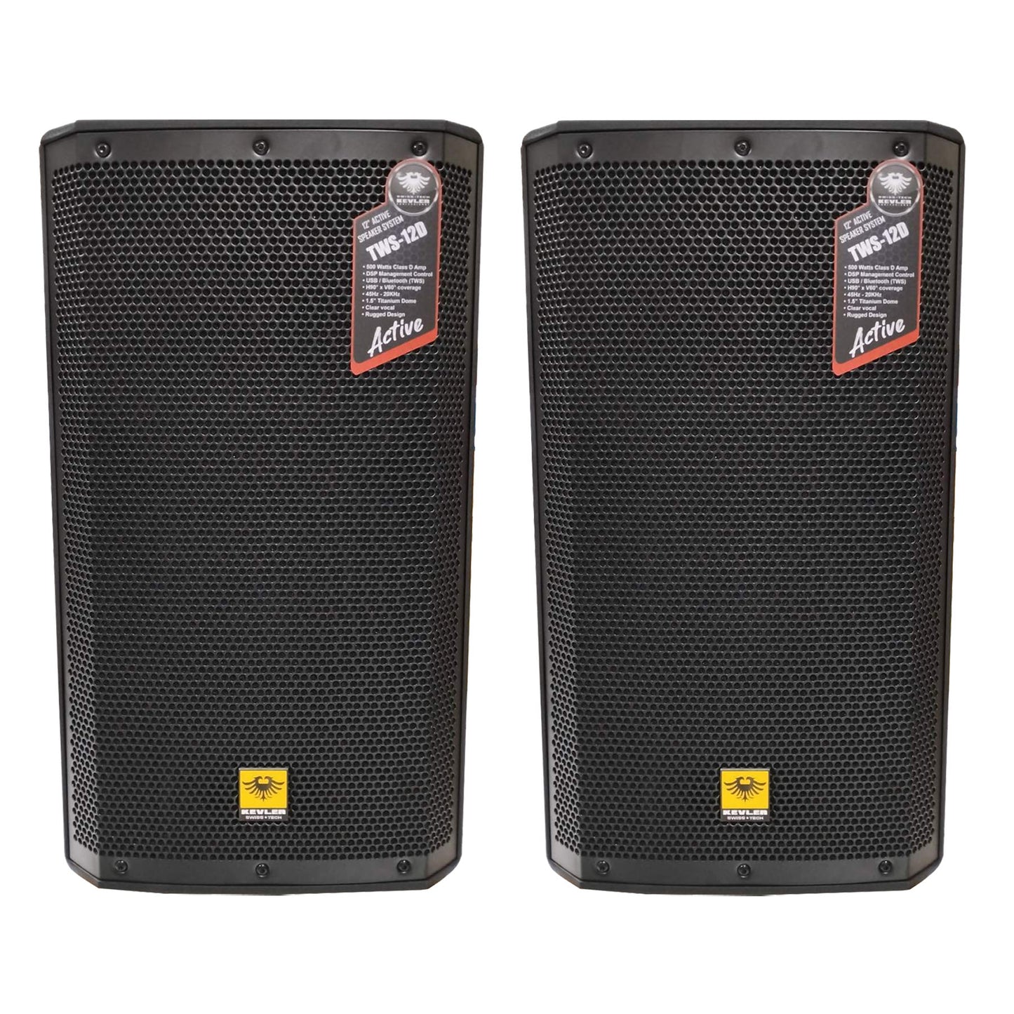 KEVLER TWS Series 12" / 15" 800W 2-Way Active Loudspeaker (PAIR) with Built-in Class D Amplifier, High-Pass Filter, DSP Preset Modes, Bluetooth Function, Built-In USB Port, SD Card Slot and Multiple Handles TWS-12D TWS-15D