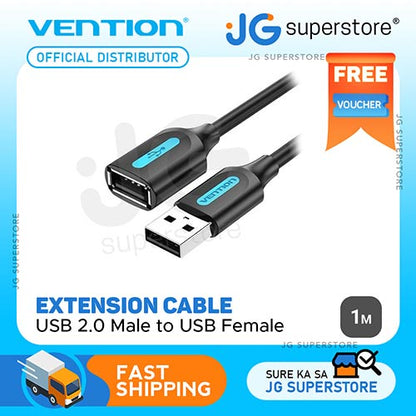 VENTION Extension Cable USB 2.0 Male to USB Female Fast Data Transfer (CBIB) for Laptop, Desktop, TV, Projector (Available in 0.5M, 1M, 1.5M, 3M, 5M)