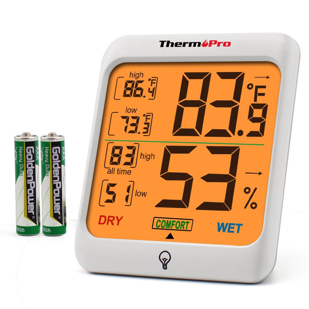 ThermoPro TP-53 Hygrometer Humidity Gauge Indicator Digital Indoor Thermometer Room Temperature and Humidity Monitor with Touch Backlight