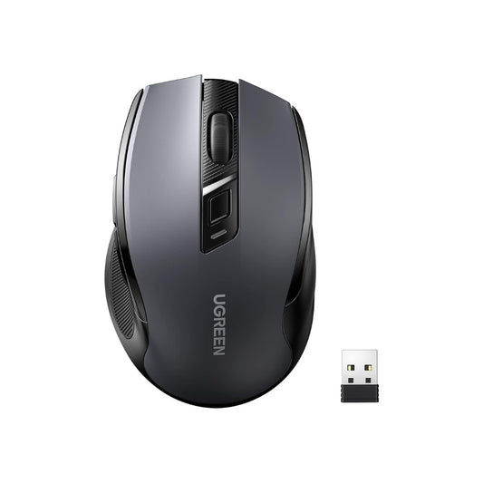 [CLEARANCE] UGREEN Wireless Mouse Quiet Silent Click 2.4G Ergonomic with 6 Buttons, Nano Receiver for Laptop, Computer (Black) | 90545