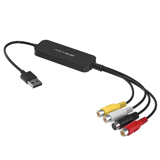 ACASIS 1080p HD USB 2.0 Video Audio Capture Card to AV Video Single Channel RCA Video Capture Recording Playback with 2 Audio Input, S Terminal, AV Input for Laptop and Desktop