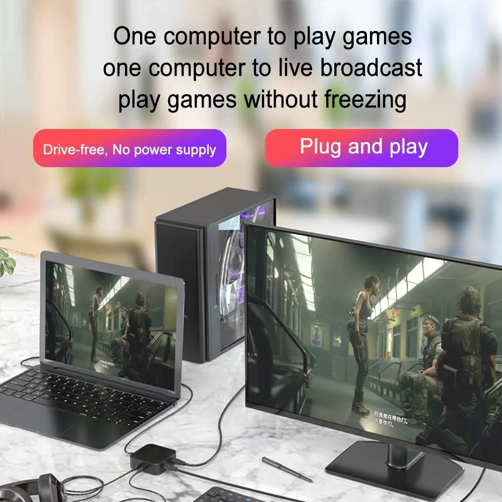 ACASIS HDMI to USB 3.0 Video Capture Card HD 1080p 60fps for PC Gaming Live Streaming with YUY2 Output Color Space, 3.5mm Audio Input, Driver-Free | AC-HDU3H