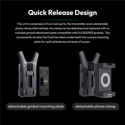 Accsoon CineView no HDMI 1080p 60fps Wireless Video Transmitter with 5GHz 500ft Max range, WIFI 5 Support, iOS / Android App Support (SEE App) for Mirrorless Cameras, Smartphones, Tablets, Live Streaming HD Recording