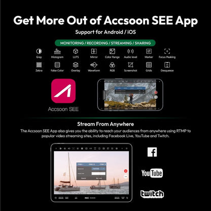 Accsoon CineView no HDMI 1080p 60fps Wireless Video Transmitter with 5GHz 500ft Max range, WIFI 5 Support, iOS / Android App Support (SEE App) for Mirrorless Cameras, Smartphones, Tablets, Live Streaming HD Recording