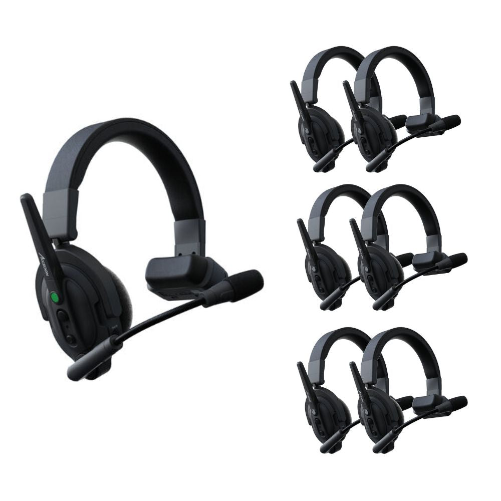 Accsoon CoMo 1 Host / 8 Remote Wireless Intercom Over Ear Headset System Kit w/ Flip-to-Mute Interchangeable Boom Microphone, 2320mAh Max 10hrs Battery Life, 1300ft Max Range for Audio and Studio Production Equipment (1 Master / 8 Slave)