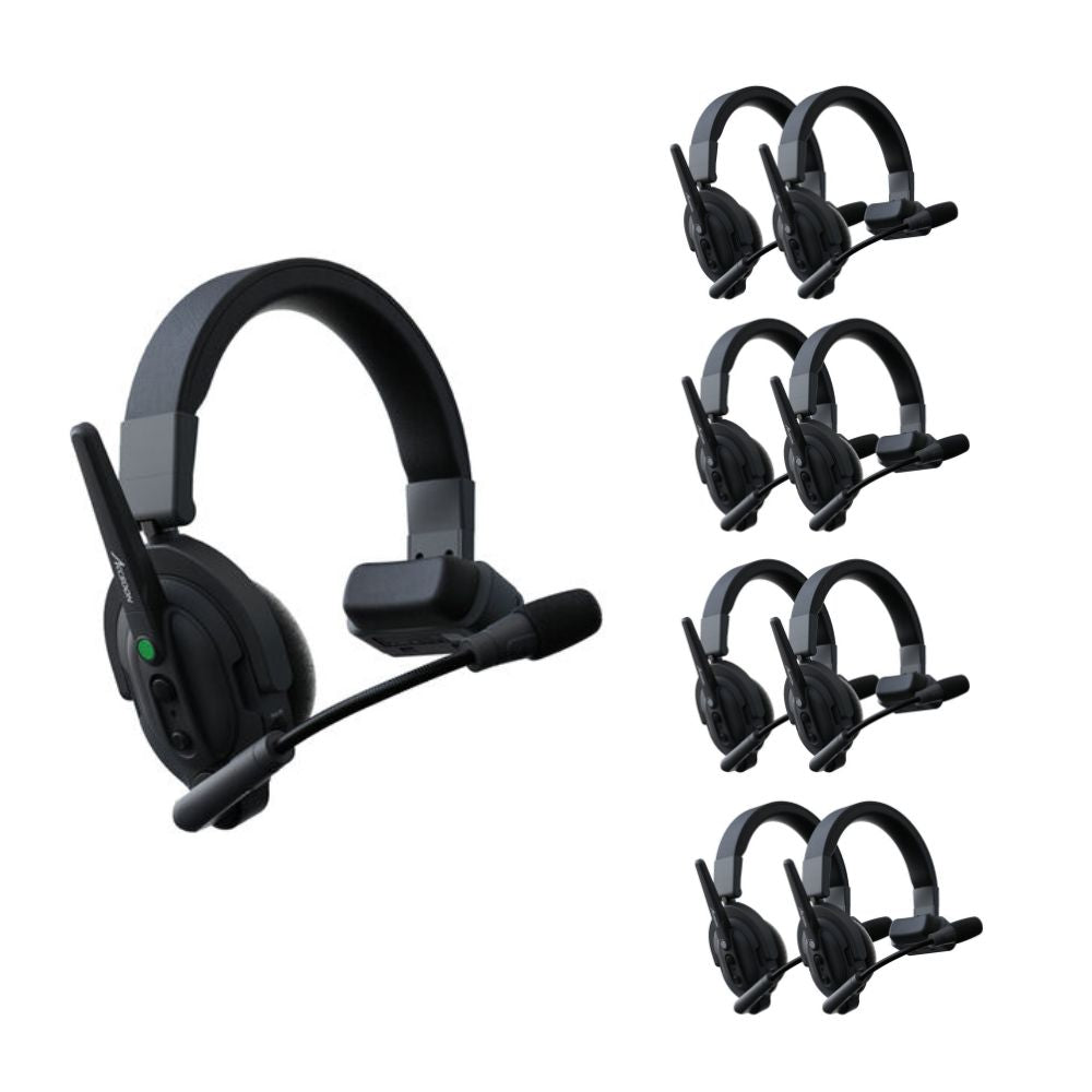 Accsoon CoMo 1 Host / 8 Remote Wireless Intercom Over Ear Headset System Kit w/ Flip-to-Mute Interchangeable Boom Microphone, 2320mAh Max 10hrs Battery Life, 1300ft Max Range for Audio and Studio Production Equipment (1 Master / 8 Slave)