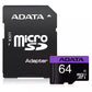 ADATA Premier Micro SDHC/SDXC Card 64GB UHS-I U1 Class 10, 80 Mb/s Memory Card with Adapter | ‎AUSDX64GUICL10-RA1