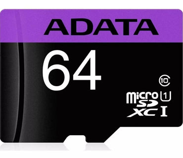 ADATA Premier Micro SDHC/SDXC Card 64GB UHS-I U1 Class 10, 80 Mb/s Memory Card with Adapter | ‎AUSDX64GUICL10-RA1