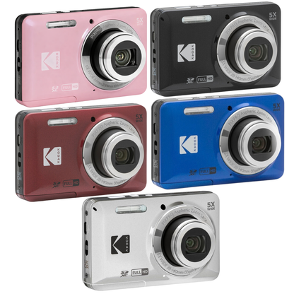 KODAK PIXPRO FZ55 Compact Digital Cameras with 13MP/16MP CMOS Sensors, Up to 5x Optical Zoom & 28mm Wide Angle Lens, Full HD Video, Rechargeable Li-Ion Battery