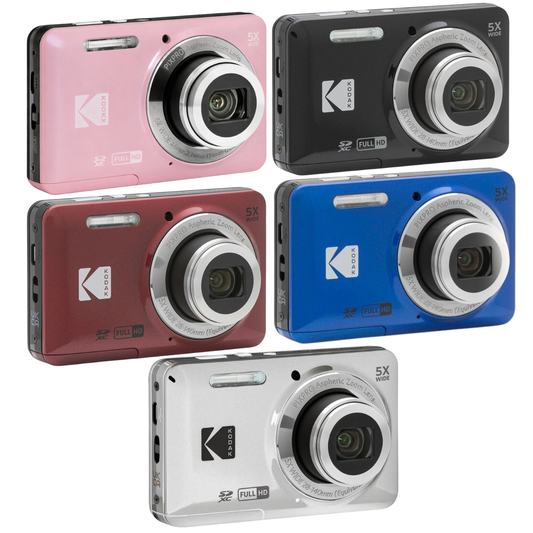 KODAK PIXPRO FZ55 Compact Digital Cameras with 13MP/16MP CMOS Sensors, Up to 5x Optical Zoom & 28mm Wide Angle Lens, Full HD Video, Rechargeable Li-Ion Battery