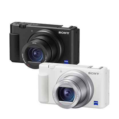 Sony ZV-1 Digital Camera with 24-70mm f/1.8-2.8 Zoom Lens, 20.1MP CMOS Sensor, UHD 4K30p Video Recording, 3.0" Side Flip- Out Touchscreen LCD and Built- in Directional 3-Capsule Mic for Content Creators and Vloggers - Black & White