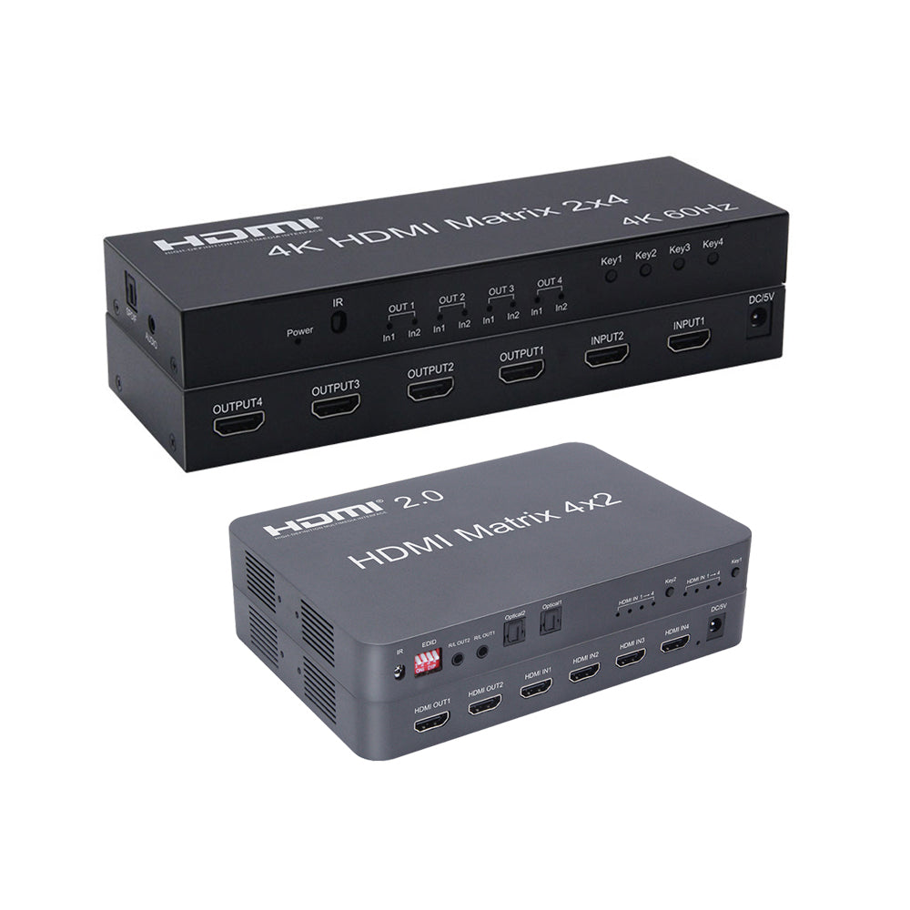 ArgoX 2x4 /4x2 HDMI Matrix Video Switch Splitter with 4K 60Hz, IR, Supports 3D, 3.5mm Jack, Audio LPCM/Dolby/DTS 5.1 Channel | HDMX2X4-V2.0 HDMX4X2-V2.0