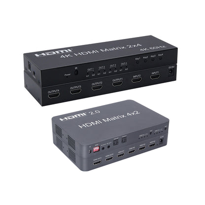 ArgoX 2x4 /4x2 HDMI Matrix Video Switch Splitter with 4K 60Hz, IR, Supports 3D, 3.5mm Jack, Audio LPCM/Dolby/DTS 5.1 Channel | HDMX2X4-V2.0 HDMX4X2-V2.0