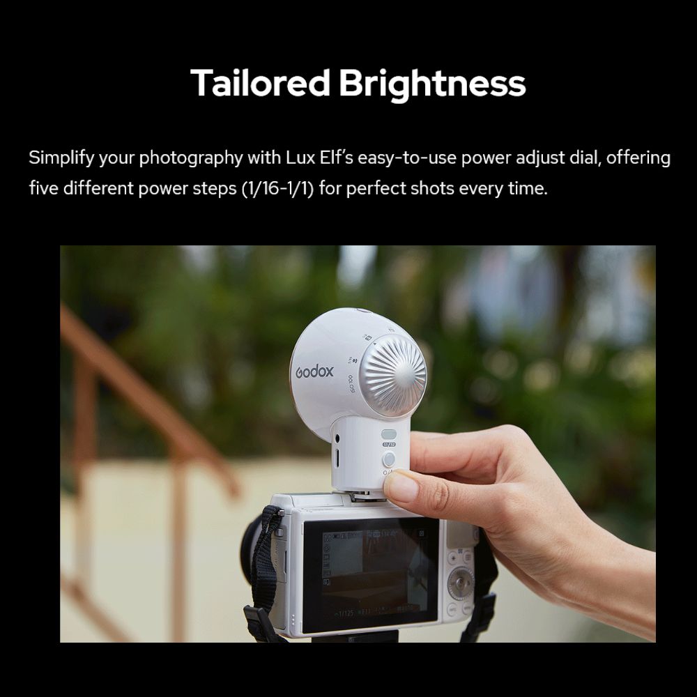 Godox Lux Elf Retro Vintage-Style Camera Flash with GN 19.7', Output Power Selection Dial, and Up to 400 Flashes on Full Charge for Photography