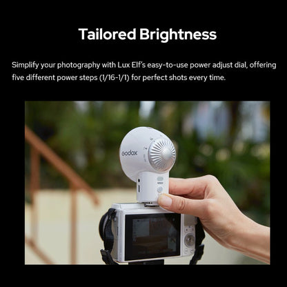 Godox Lux Elf Retro Vintage-Style Camera Flash with GN 19.7', Output Power Selection Dial, and Up to 400 Flashes on Full Charge for Photography
