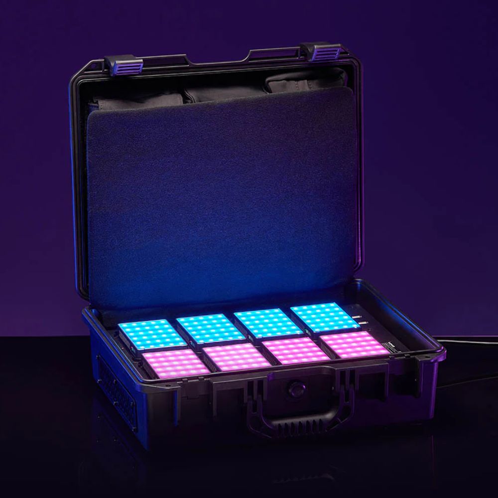 Godox C5R KNOWLED 8-Light RGBWW LED Magnetic Creative Panel Light and Charging Case 2500K-8500K CRI 96 / TLCI 97 with Collapsible Diffusers, Bluetooth Control via Godox Light App, and Built-In 3000mAh Battery for Studio Lighting