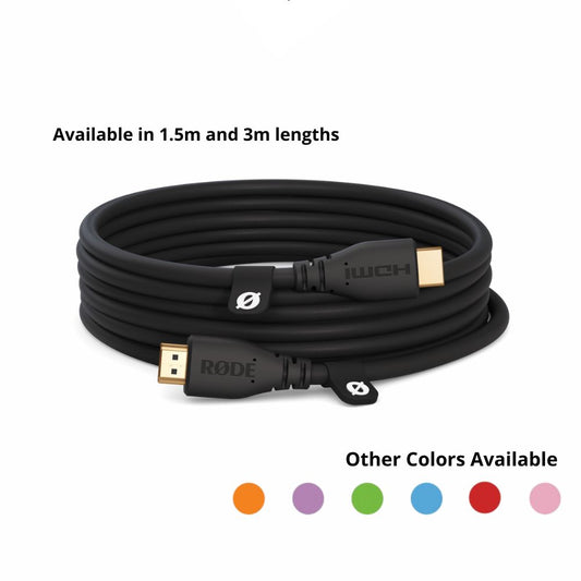 RODE Premium HDMI Cable with Ethernet - 18Gbps High-Speed Data Transfer & 4K60 Video Transmission for Cameras, Camcorders, Desktop Computers, Laptops, TVs, Projectors, Displays, Monitors, Other Video Devices & Equipment