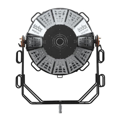 Godox BeamLight Max90 Cinematic Parallel Beam Reflector for G-Mount MG2400Bi / MG1200Bi LED Lights and KNOWLED LiteFlow Systems with 180° Flexible Yoke, 5° Beam Angle, Silver Interior, and Flight Case for Filmmaking and Studio Lighting