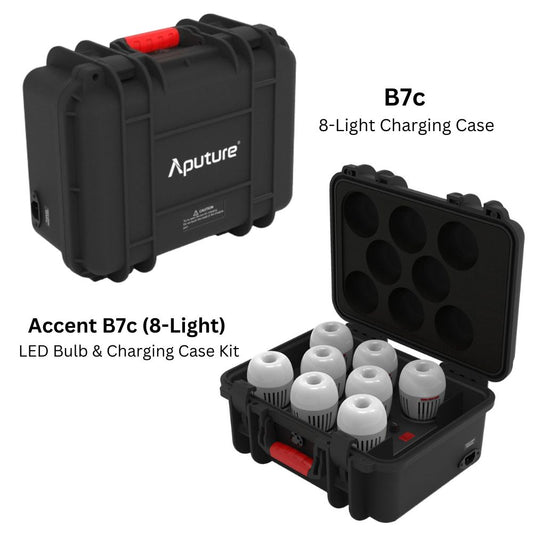 Aputure Accent B7C (8-Pack) RGB LED Smart Light Bulb and 8 Slot Charging Case with Bluetooth Wireless Control and Built-in Rechargeable Battery for Photography Video Vlogging Live Streaming and Film Production Studio Lighting Equipment