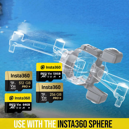 Insta360 512GB / 256GB / 128GB / 64GB microSDXC UHS-I Class 3 V30 A1 / A2 Micro SD Memory Card for X4 / X3 / X2 / X, Ace Pro / Ace, ONE RS Twin / 4K / 1-Inch, Sphere, ONE R, and Other Action Cameras