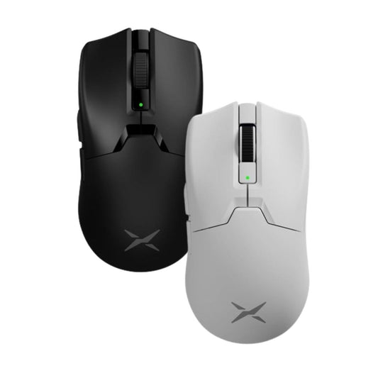 Delux M800 Ultra 2.4GHz Wireless / Wired USB Optical Gaming Mouse with Bluetooth Connectivity, 26000 DPI Resolution PAW 3395 Sensor, Up to 7 Programmable Buttons, and 120 Hour Battery for PC and Laptop Computers - Black, White