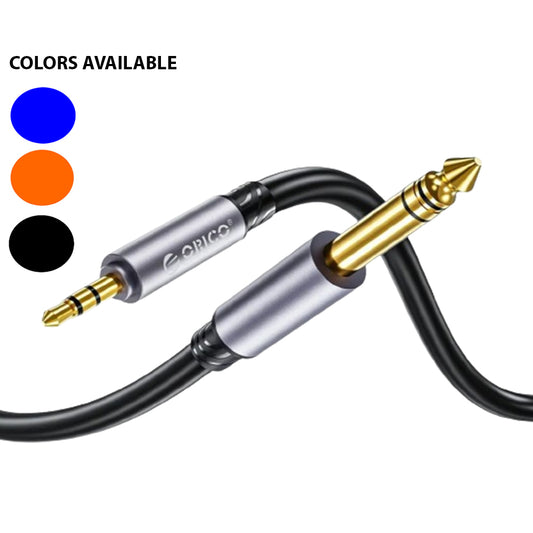 ORICO 1.5M 2M 3M 5M AXN Series TRS 3.5mm Jack Male to 6.5mm Audio AUX Cable with Gold Plated Plugs for Smartphone Speakers and Other Audio Accessories | Blue, Orange, Black
