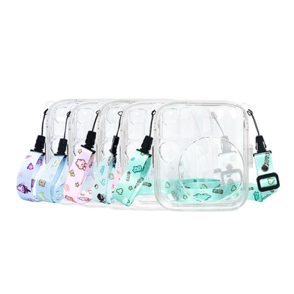 Pikxi Fujifilm Instax Mini 13 Transparent Clear Camera Case w/ Photo Pocket, Strap, & Stickers