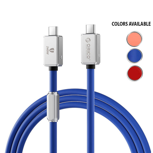 ORICO 1M 1.5M 2M 3M 240B3 Series USB 2.0 Type-C Male to Male PD 240W 480Mpbs Fast Charging Data Cable with Intelligent E-Marker Chip for Smartphone Desktop PC Laptop | Orange, Red, Blue | JG Superstore