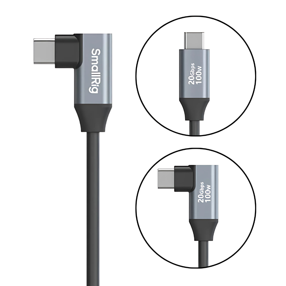 SmallRig 0.35m USB Type-C 3.2 Gen 2x2 Straight / Angled Male to Male Coiled Data Cable with 100W Fast Charging, 20GB/s Transfer Rate for Laptop, Smartphone, Cameras and Other Devices