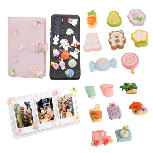 Pikxi 8-Piece Assorted 3D Cute Decorative Stickers for Fujifilm Instax Film Photo Album, Frame, Tumbler, Phone Case, and more DIY Crafts
