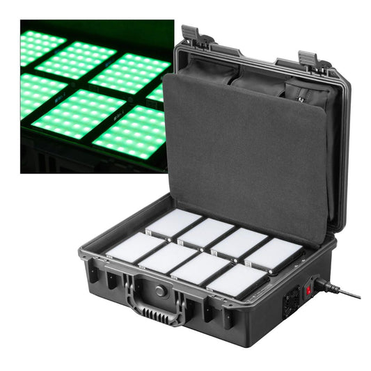 Godox C5R KNOWLED 8-Light RGBWW LED Magnetic Creative Panel Light and Charging Case 2500K-8500K CRI 96 / TLCI 97 with Collapsible Diffusers, Bluetooth Control via Godox Light App, and Built-In 3000mAh Battery for Studio Lighting