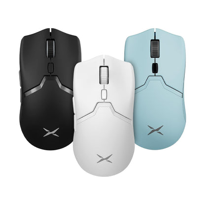 [CLEARANCE] Delux M800 PRO USB Wired / 2.4GHz and Bluetooth Wireless Optical Gaming Mouse with 26000 DPI Resolution PAW 3395 Sensor, 6 Programmable Buttons, and Up to 70 Hours Battery for PC and Laptop Computers - White