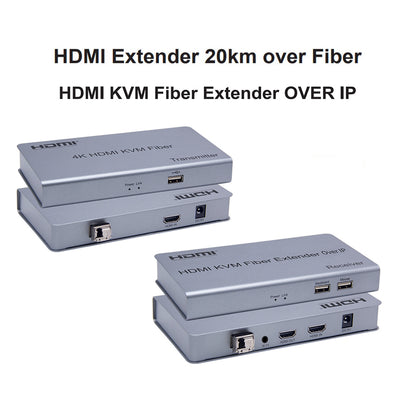 ArgoX 4K Ultra HD HDMI KVM Fiber Over IP Extender Video Transmitter Receiver with 10km / 20km Range, Supports TX RX USB Mouse/Keyboard, HDMI Loop Out, One-to-one Point Mode and Point-to-Point Mode | HDES12 HDES23