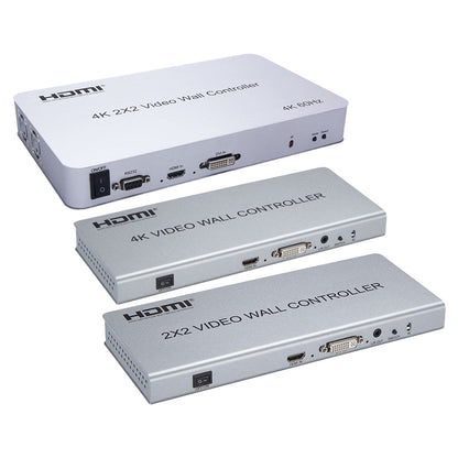 ArgoX 1080p 2x2 Video Wall Controller Multi Screen Splicer Processor with HDMI/DVI Input, 4 HDMI Output, 3.5mm Audio Output, Input Support HDMI1.4, HDCP1.4, and Support RS232 Control | HDVW2X2-N